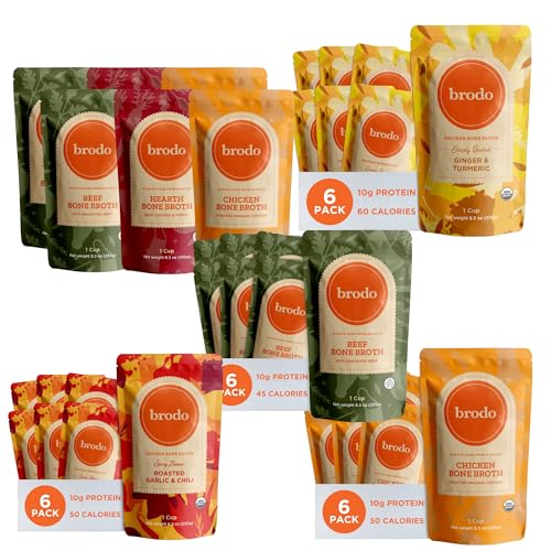 Brodo Bone Broth Ultimate Variety Bundle, 5 Flavors, 6-Pack Each