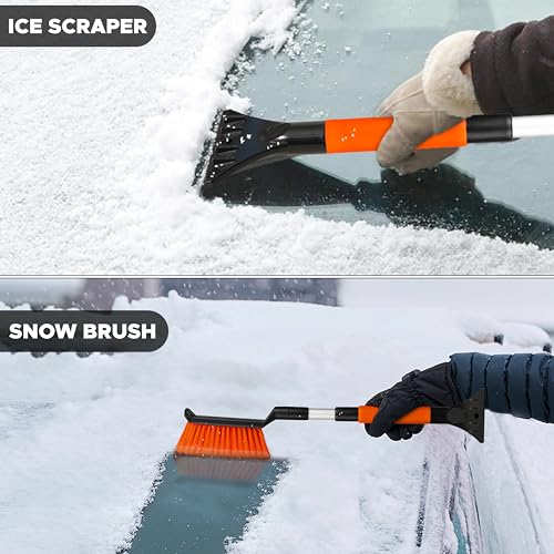 Image of Autovir Extendable Snow Brush & Ice Scraper for Windshield 26 inch Snow Brush | Brush with Ice Scraper | Extendable Snow Remover for Cars & SUVs | Snow Scraper for Car Windshield and Windows