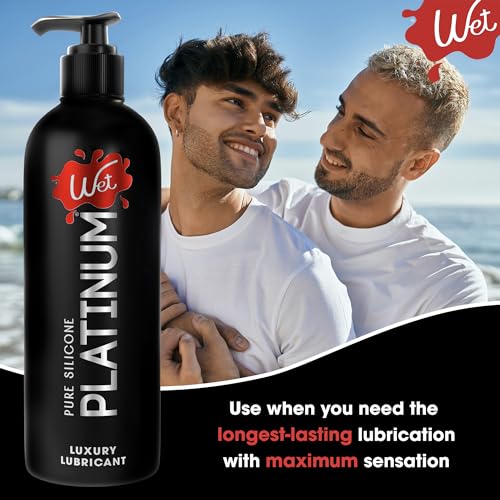 Image of Wet Platinum Silicone-Based Personal Lubricant | Ultra Smooth, Super Slick, Hypoallergenic, Long-Lasting Performance, Waterproof Formula| Lube for Men, Women & Couples, 16 fl oz