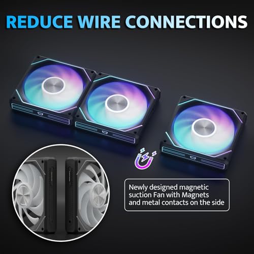 Image of darkFlash G24 120MM Magnetic ARGB PC Case Fans - 3 Pack, Tool-Free Installation, up to 2200RPM Cooling, 4-Pin PWM, Sync with Motherboard RGB Software(Black)