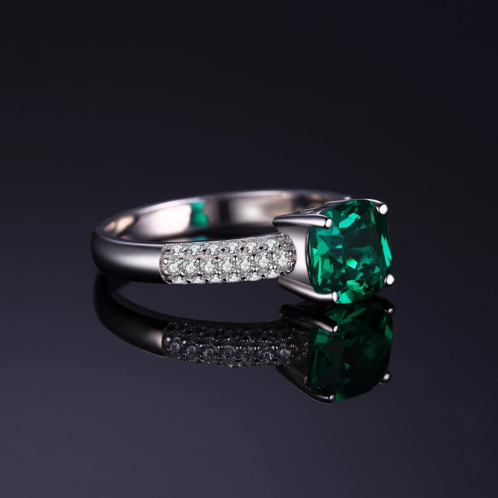 Grüner Smaragdring 925 Sterling Silber Edelstein Solitär Verlobungsringe für Damen