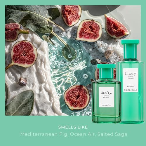 Image of Fine'ry Green Fresh Fig Perfume for Women - Mystic Fig'ures - Long-Lasting with Mediterranean Fig, Ocean Air, Salted Sage, Iris - Woody, Full Size Hair & Body Cologne Parfum Fragrance, Vegan (60mL)