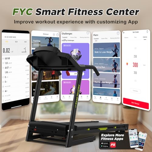 Image of FYC Folding Treadmill for Home with Incline 330lb Weight Capacity 3.5HP Portable Electric Treadmill with Bluetooth, 12 Preset Programs Exercise Running Machine Easy Assembly