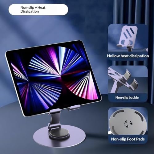 Image of MIXOO Mobile Stand for Table Adjustable, Foldable Desk Phone Holder with Anti-Slip Base & Heavy Duty Body, Universal Phone Stand Compatible with All Smartphones (Purple)