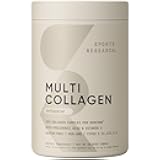 Sports Research Multi Collagen Protein Powder (Type I, II, III, V, X) with Hyaluronic Acid + Vitamin C | 5 Types of Food Based Collagen, 30 Servings (Unflavored)