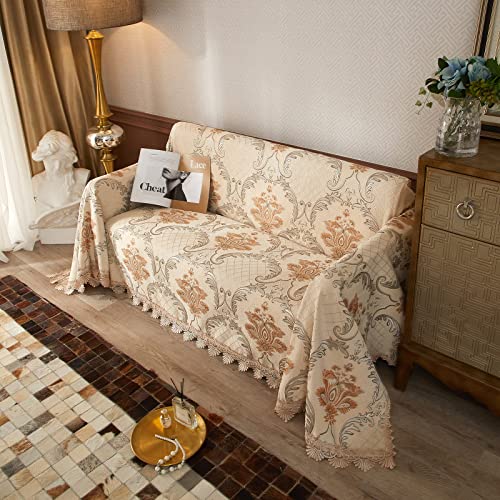 Roomlife Medieval Sofa Covers For 3 Cushion Couch Soft Comfy Couch Cover For Dogs Multifunction Sofa Slipcovers For Sectional Couch,Recliner Chair,Loveseat Pet Couch Protector, 71"X125" (Beige,Large) #TOP3