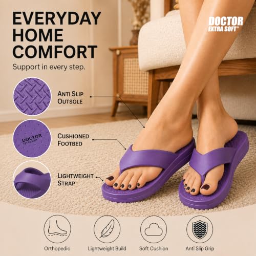 Image of DOCTOR EXTRA SOFT Women's EVA Flip Flop Slippers | Lightweight Cloud Soft Platform Sandals | Thick Cushion Sole, Waterproof Slip-On Thong for Beach, Pool, Indoor & Outdoor Wear D-557