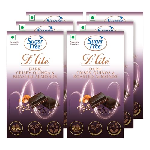 Sugar Free D'lite Quinoa & Almonds Dark Chocolate Bar, 40Gm (Pack Of 6)