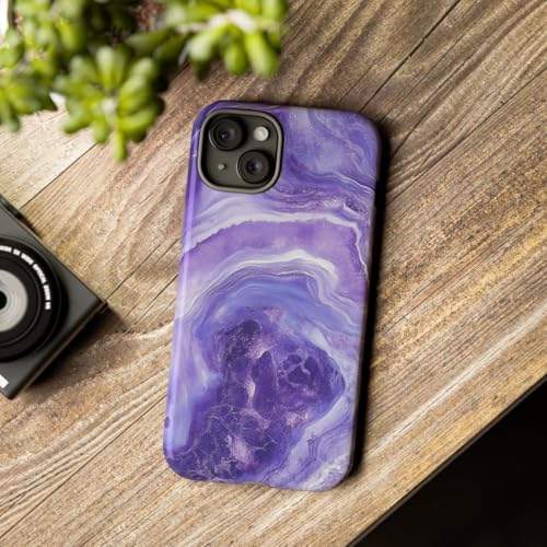 Texture marbre violet Coque rigide brillante iPhone 15 Plus protection - 3