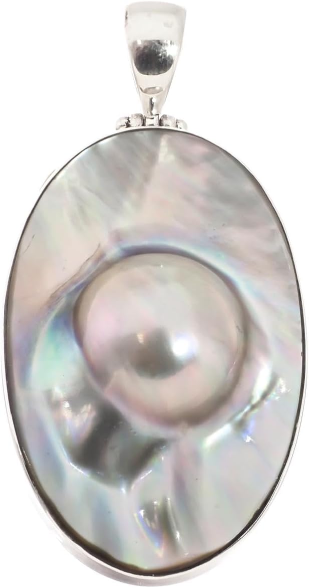 FifiRose Mabe Blister Cultured Pearl In The Shell 925 Sterling SilverPendant, 2 1/16" p85047