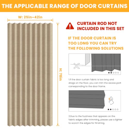 Image of AJAZZ Blackout Magnetic Door Curtain Accordion Doors Interior Closet Door Curtain Invisible Applicable Bedroom Room Living Room Doorway（Brown 42 inch W x 78 inch L 1 Panel