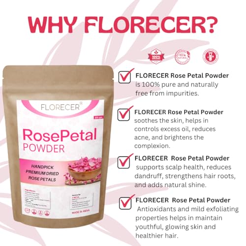 Image of Florecer Organic Rose Petal Powder For face And Skin- 100 Gram