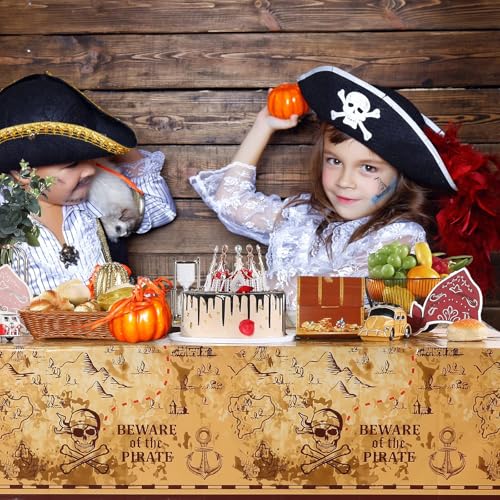 Nappes de fête pirates en plastique grand format pour nettoyer rapide 6x