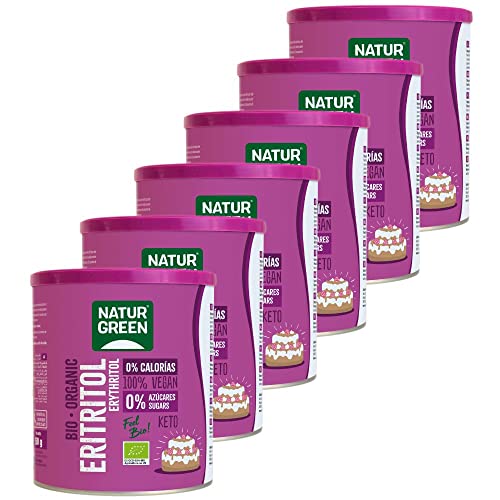 NATURGREEN Eritritol 100% Bio, Endulcorante Orgánico, Agricultura ecológica, 500g, Pack 6 Unidades