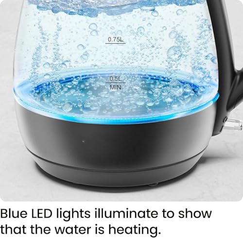 Tetera eléctrica de vidrio 1L con luz LED y apagado automático miniatura 7