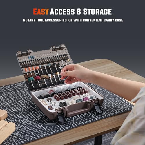 Katerk 420PCS Rotary Tool Accessories Kit Universal Drill Bit Tool Set Fits Dremel Rotary Tool 1/8" Shanks for Easy Cutting, Sanding, Polishing, Carving, Grinding, Sharpening, Drilling, Engraving