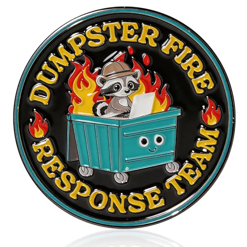 XMJY Funny Dumpster Fire Response Team Enamel Pins Cute Raccoon Lapel Pins for Backpacks Hats Jackets Office Humor Gift for Adults Coworkers IT Professionals and Project Managers