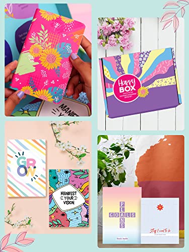 Image of Doodle l The Happy Box Planner Stationery Kit l B5 + Tote Bag + Pouch + Sticker Book + Pocket Planner + Sticky Notebook + Pen + Motivational Cards + Bookmarks with Premium Gift Box (Bright Start)