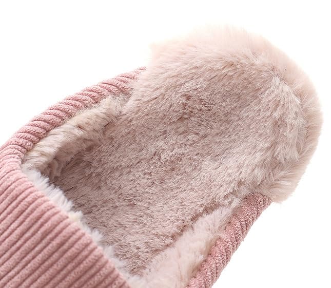 Women’s slip on house slippers closed toe ribbed fabric upper plush lining cushioned insole lightweight non slip textured outsole backless mule for indoor wear quick trips3