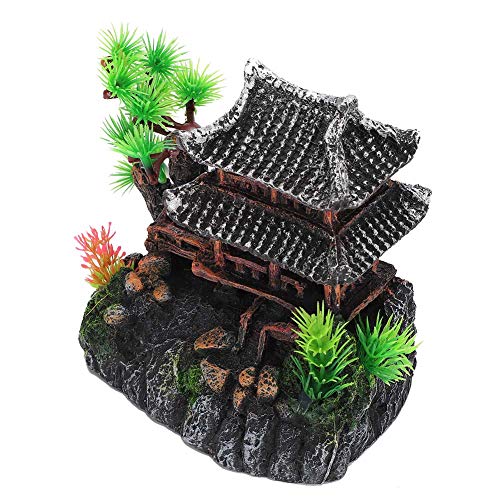 Shanrya Fish Tank Decor, Aquarium Plants Fish Tank Decorations, Pavilion Pine Tree Aquarium Simulation Ornament, for Aquaridum Fish tank Office Household Garden(Suzhou pavilion pine tree) - Image 2
