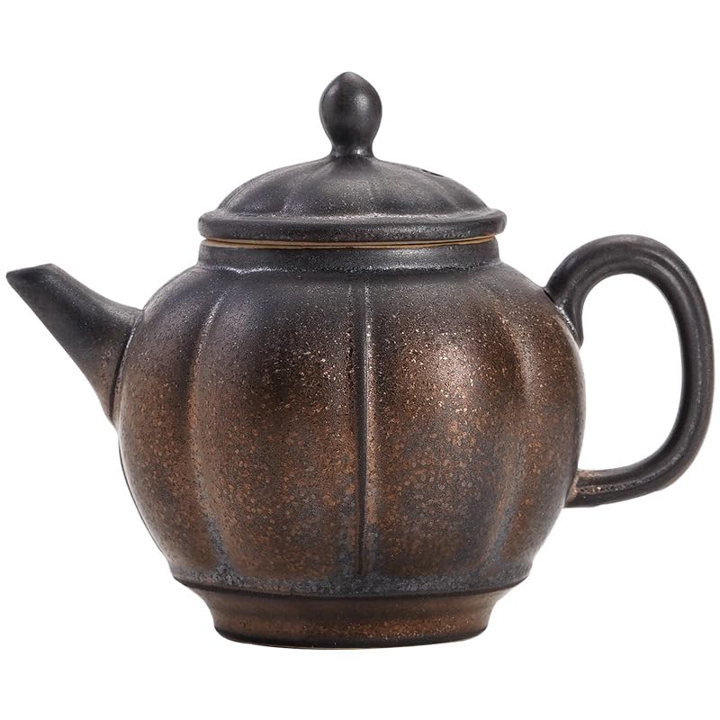 Infusor De Té Tetera de esmalte de hierro dorado de estilo chino, juego de té de cerámica Kung Fu, tetera Retro, Infusor de té, olla pequeña, olla individual Tetera De Cocina