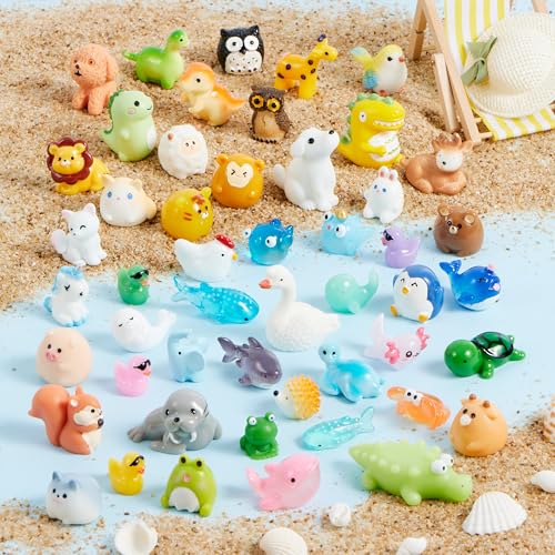 Image of JOYIN 50 Pcs Mini Resin Animals Figures, Mix Resin Animals Figurines for Fairy Garden Accessories, Dollhouse Decorations, Slime Charms for Crafts, DIY Miniature Scenes, Birthday School Party Favors