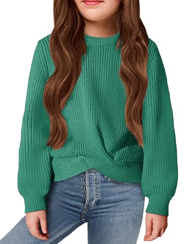 Image of Arshiner Girl's Sweaters Kids Twist Front Cute Pullover Knitted Jumper Fall Winter Clothes