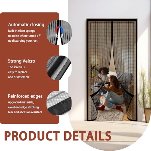 Moustiquaire magnétique fermeture automatique 125x264 sans perçage noire