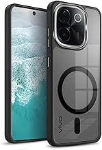 KARWAN Translucent Hybrid Back Case Cover Compatible with Iqoo Z9S Shockproof Case with Camera Protection, N52 Magnet Cover Case with Magnetic MagEaze Wireless Charging Cover (Black)