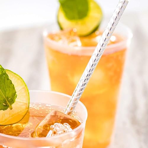 Miniatura 3 de Restaurantware Paja de papel plateado metálico - Zig Zags, biodegradable, 0.236 in - 7 34" - caja de 25 unidades