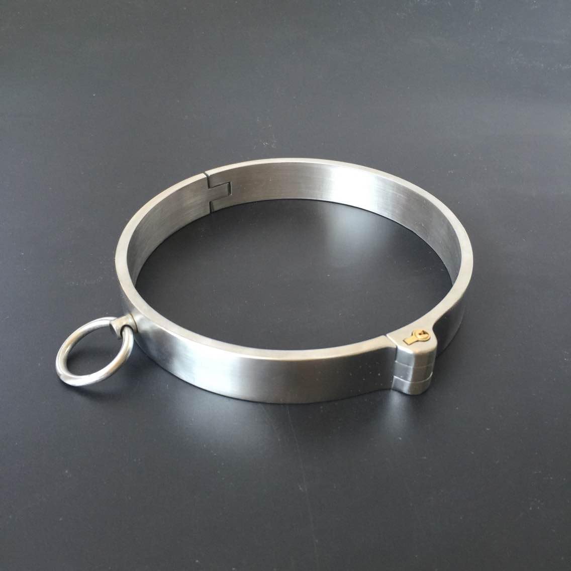 Male Female Stainless Steel Collar Wrist Ankle cuff Restraints heavy duty Slave Shackles&Chains Bondage Set Restraint BDSM Flirting Toys Handcuffs (Collar, Male)