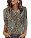 XIEERDUO Womens 3/4 Length Sleeve Boho Tops Summer School Teacher Outfits Early Spring Clothes Fashion Clothing Beach Vacation Women Blouses F-Vintage Boho XL