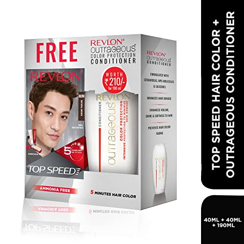 Image of Revlon Top Speed Hair Color For Woman - Natural Brown 60M (with Outrageous Conditioner 190 ml)