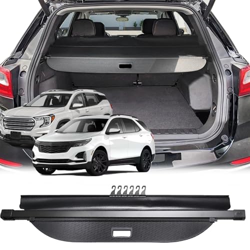 Image of Cargo Cover for 2018-2026 Chevy Equinox Accessories GMC Terrain Accessories 2026 2025 2024-2018,(Additional Cover with Hooks) Carbon Fiber Look Retractable Trunk Cover (Not for EV)