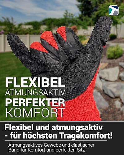 Foto von Trevendo Arbeitshandschuhe - WS-Pro Grip RSL - EN 388 - Montagehandschuhe mit Latexbeschichtung, atmungsaktiv & griffig - ideal für Bau, Garten, Logistik - Mehrfachpack - Größe 8, 12 Paar