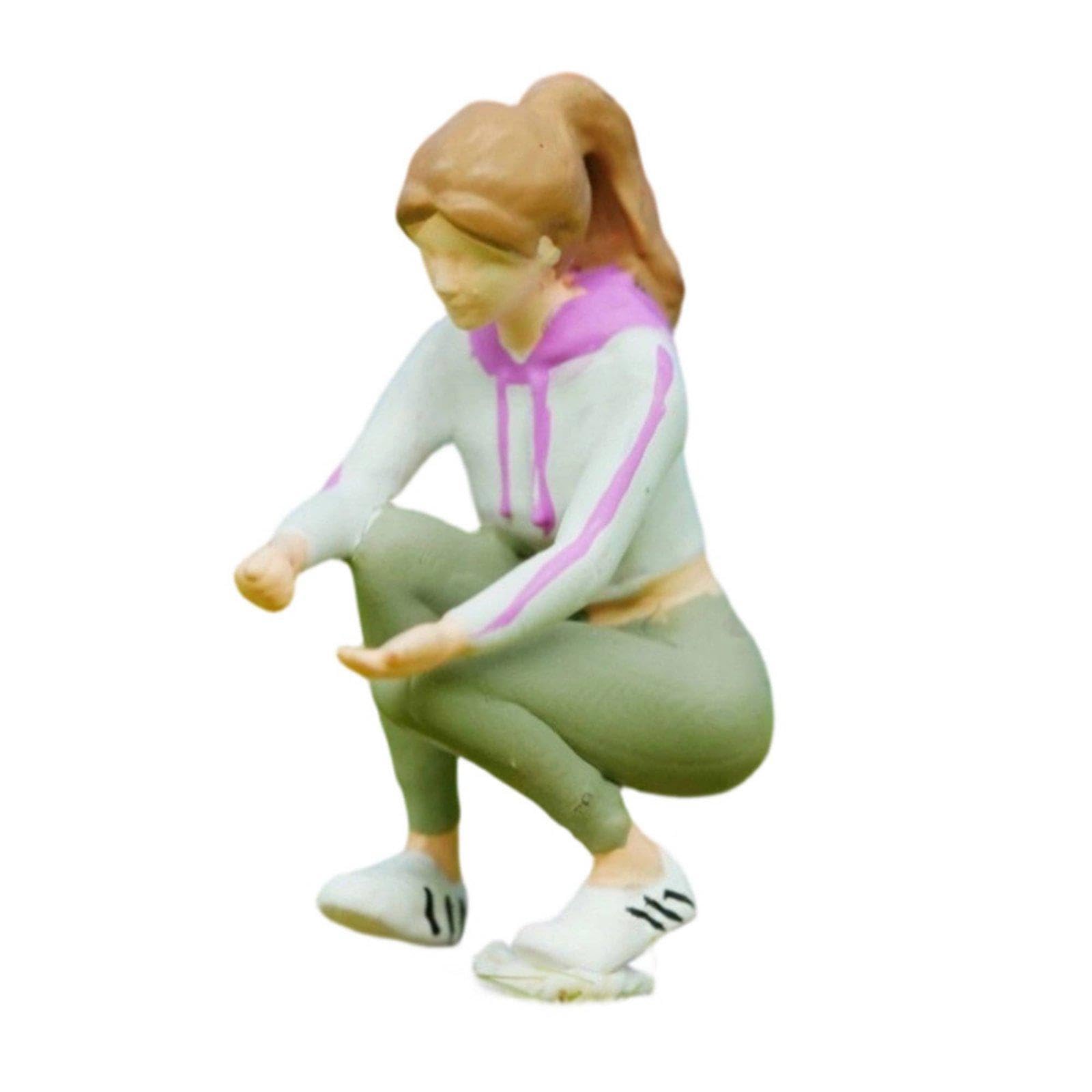 SECRET DESIRE 1:64 Scale Figure Realistic Poses Diorama Cat Model Creative Decoration Sand Table Animal Figure for Hobbyists, Dioramas Squatting Woman-picture-31