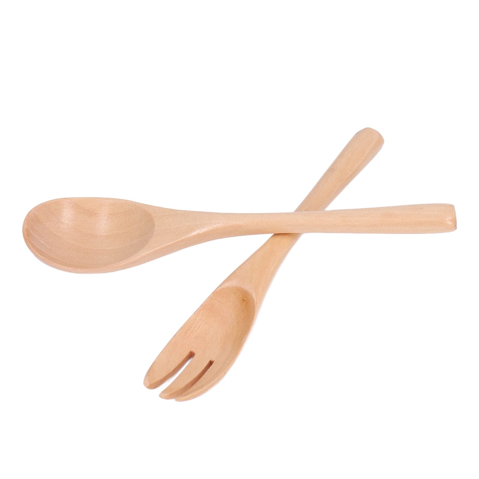 Shipenophy Wooden Spoon Fork Set, Reusable Salad Servers Tableware Supplies Japanese Kitchen Utensil with Long Handle Wooden Spoons for Eating Mixing Stirring