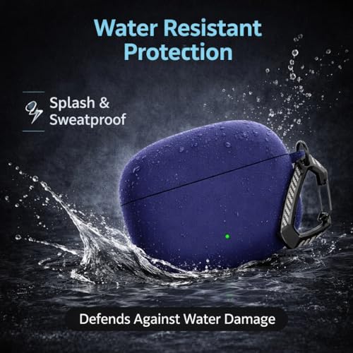Image of Anvique Silicone Case Cover for Oneplus Nord Buds 4 Pro, Scratch Resistance, Shock Absorption, with Premium Carabiner (Blue T)