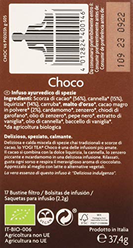 Yogi Tea - Choco, Infusión Ayurvédica de Especias con Cáscaras de Cacao, Regaliz y Canela - 17 Bolsitas, 37,4g - Imagen 4