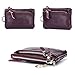Aladin Leather Coin Purse with Key Chain - Triple Zipper Card Holder Wallet Purple