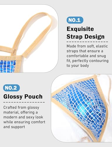 Panegy Men's Metallic Shiny Thongs Sexy Low Rise Underwear Thin Straps V-Back G-Strings3