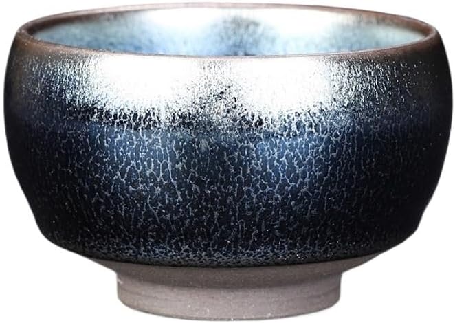 Chinese Jian Kiln Tea Bowl With Oilspot Glaze Small Cup Ceramic(white-Patch five-pointed star4)