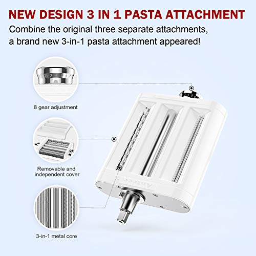 Antree 3-in-1 Roller- und Schneide-Aufsatz-Set für KitchenAid Standmixer, inklusive Nudelblech-Roller, Spaghetti, Fettuccine Cutter Maker, Zubehör und Reinigungsbürste und Pasta Trockengestell - Image 6