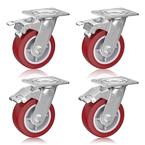 6 Inch Caster Wheels, Casters Set of 4 Heavy Duty - Swivel C...