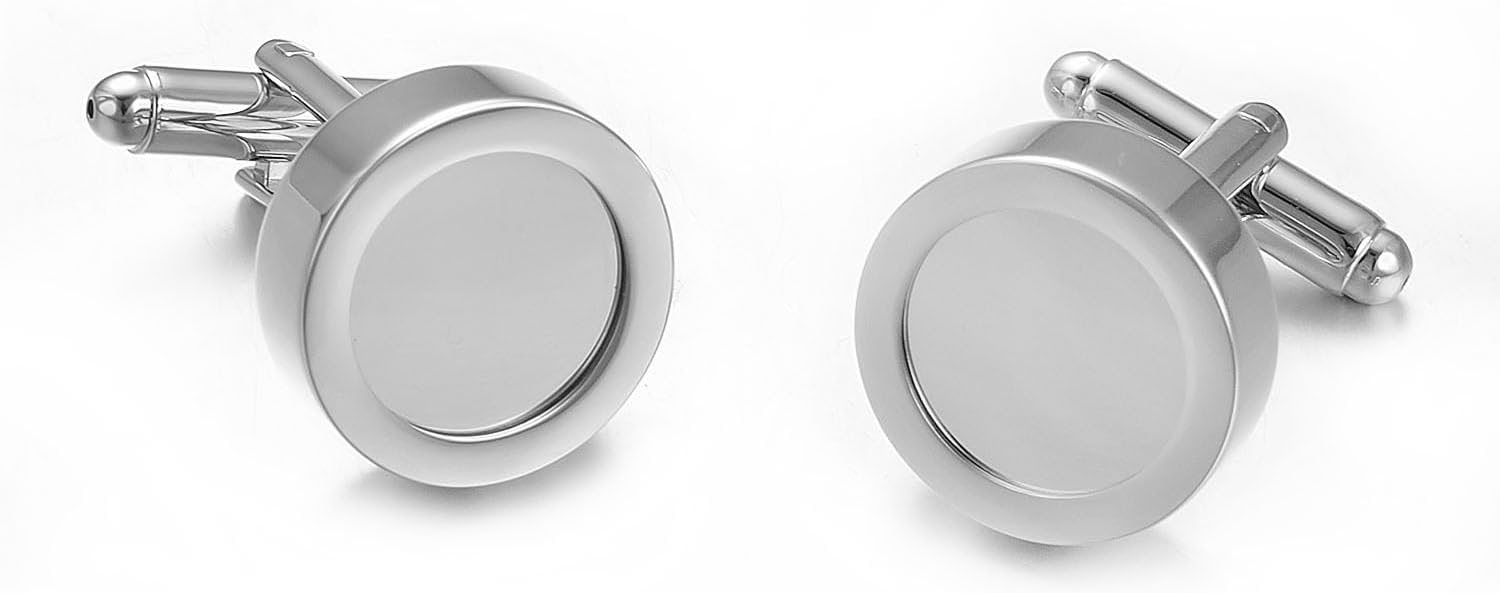 Silver DIY Photo Cufflinks for Men Personalized Cuffs