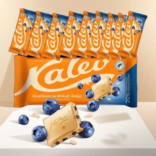 Chocolate blanco con arroz crujiente y arándano (95 g) - marca estonia: Kalev [pack de 2]