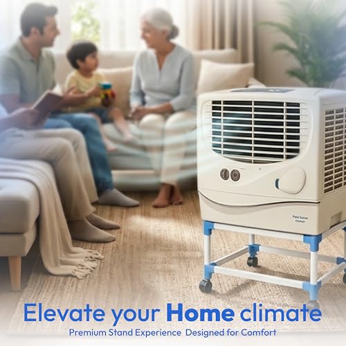 Image of Mumma's LIFE Heavy-Duty Cooler Stand with Wheels | Metal Trolley for Home & Outdoor | Rust-Resistant Black Finish | 360 Rotating Wheels | 100kg Load Capacity | Cooler Movable Stand (OFF WHITE)