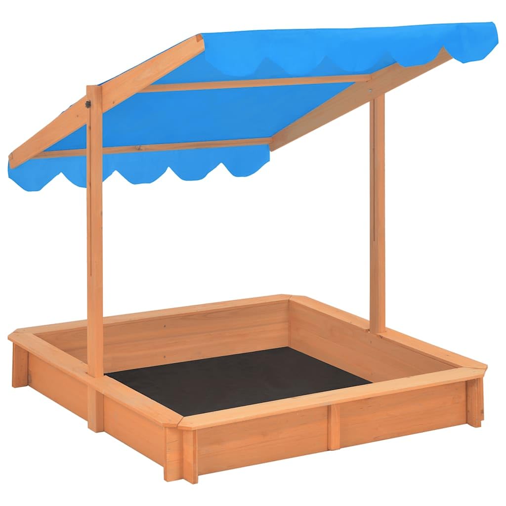 Bac à Sable en Bois, Jeux Extérieur Enfant avec Toit réglable Bois de Sapin 115x115x115 cm