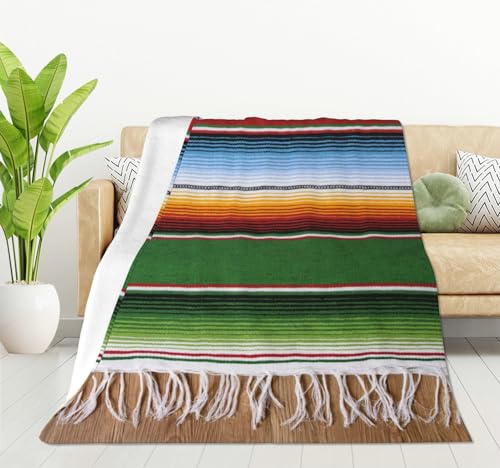 HGOD DESIGNS Mexican Style Throw Blanket Mexican Traditional National Blanket Super Soft Flannel Throw Blanket Lightweight Plush Fuzzy Bed Blanket for Bedding Sofa and Travel 130x150cm