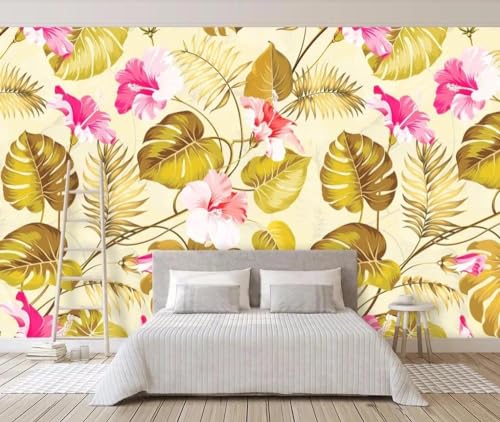 Papier peint 3D feuille d'or pour masquer les murs abîmés - 4